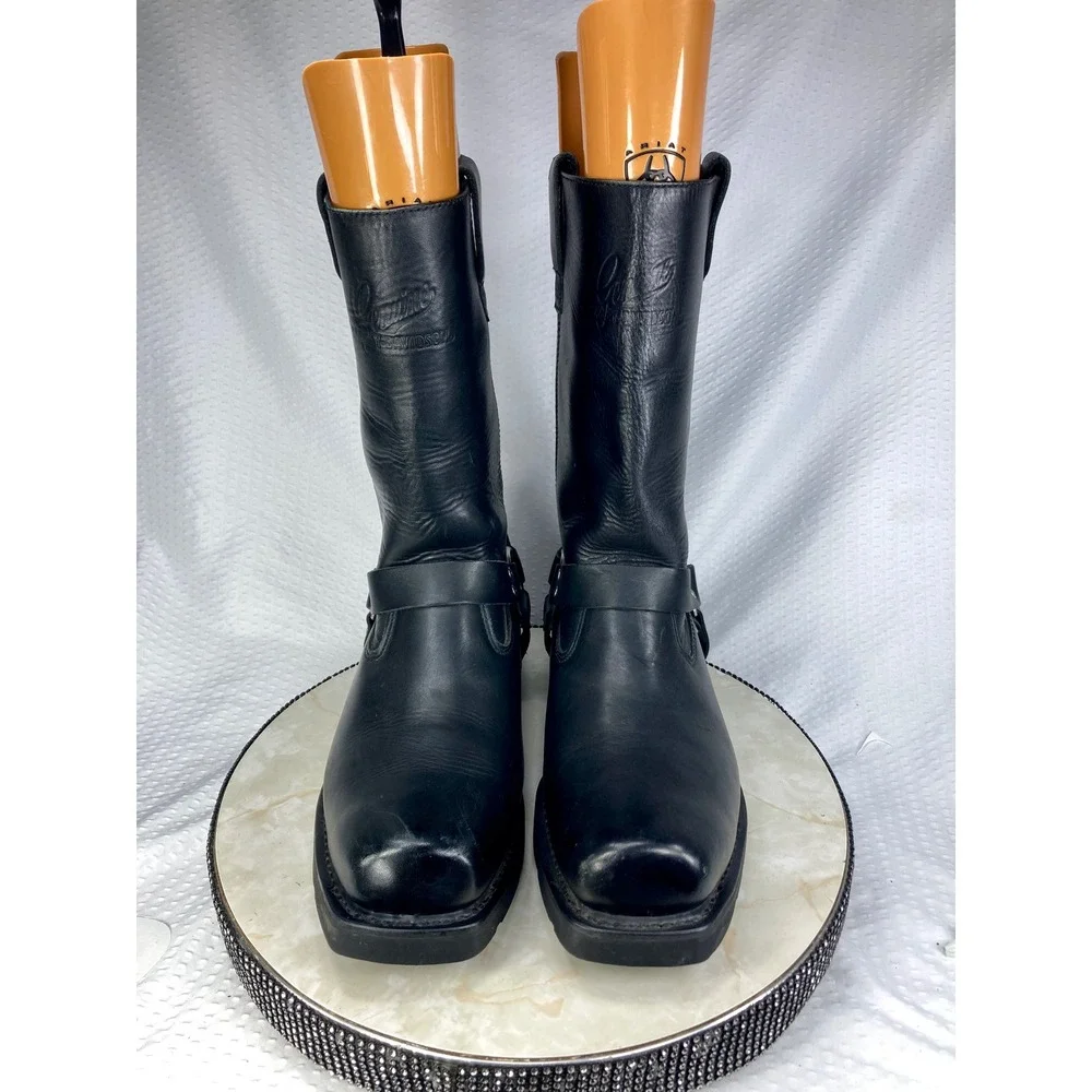 Harley-Davidson Leather Mega Harness Motorcycle Boots Mens 13 Black Square Toe